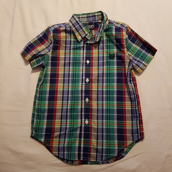Chaps boys size 4/4T button down plaid shirt New no tags - Picture 1 of 3